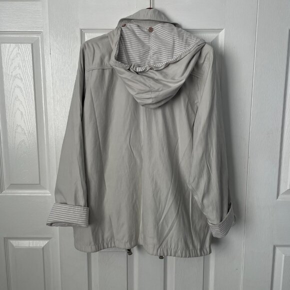 Mulberry Street Lightweight Removable Hood Ivory Jacket Large - Picture 6 of 7
